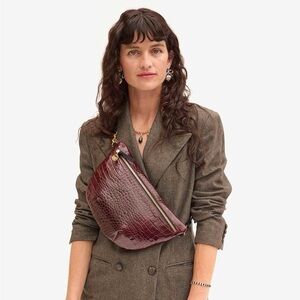 Clare V. Grande Fanny - Bordeaux Autumn Croco NWT
